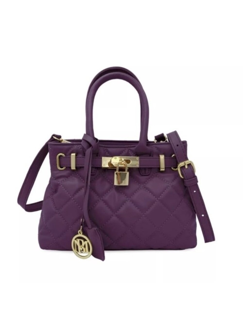 NWT Badgley Mischka Womens Purple Gold Quilted Crossbody Handbag
